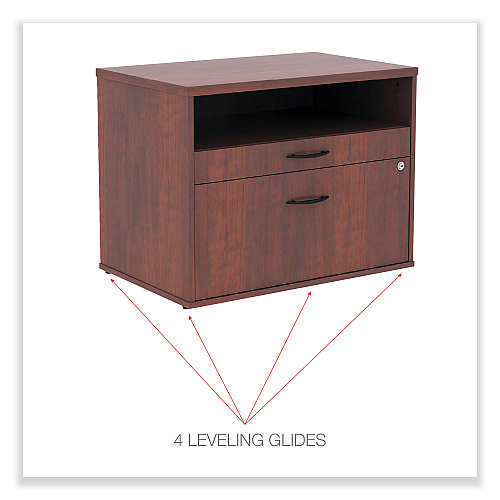 Alera Open Office Desk Series Low File Cabinet Credenza, 2-Drawer: Pencil/File, Legal/Letter, 1 Shelf,Cherry,29.5x19.13x22.88 (ALELS583020MC)