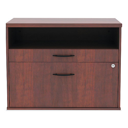 Alera Open Office Desk Series Low File Cabinet Credenza, 2-Drawer: Pencil/File, Legal/Letter, 1 Shelf,Cherry,29.5x19.13x22.88 (ALELS583020MC)