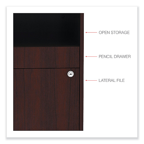 Alera Open Office Desk Series Low File Cabinet Credenza, 2-Drawer: Pencil/File,Legal/Letter,1 Shelf,Mahogany,29.5x19.13x22.88 (ALELS583020MY)