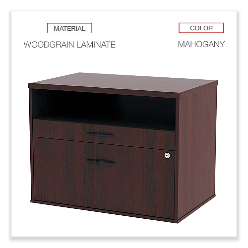 Alera Open Office Desk Series Low File Cabinet Credenza, 2-Drawer: Pencil/File,Legal/Letter,1 Shelf,Mahogany,29.5x19.13x22.88 (ALELS583020MY)
