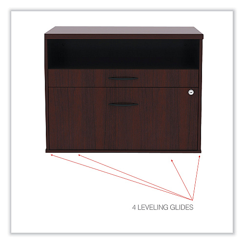 Alera Open Office Desk Series Low File Cabinet Credenza, 2-Drawer: Pencil/File,Legal/Letter,1 Shelf,Mahogany,29.5x19.13x22.88 (ALELS583020MY)