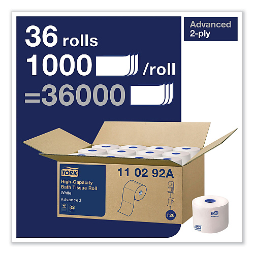 Tork&reg; High-Capacity 2-Ply Toilet Paper, White, 36 Rolls (110292A)