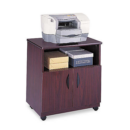 Safco Mobile Machine Stand, Open Compartment, Engineered Wood, 3 Shelves, 200 lb Capacity, 28" x 19.75" x 30.5", Mahogany (1850MH)
