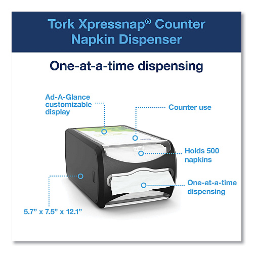 Tork&reg; Xpressnap Counter Napkin Dispenser, Black (6432000)
