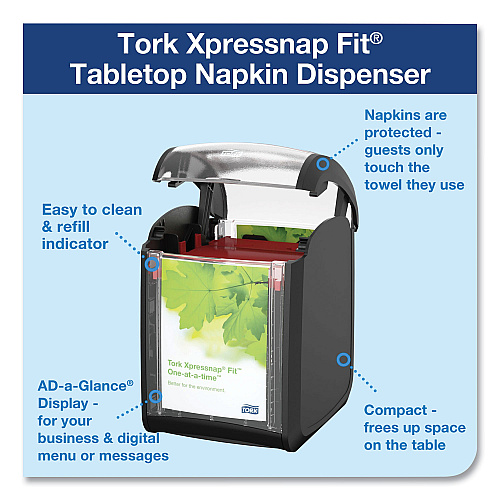 Tork&reg; Xpressnap Fit Tabletop Napkin Dispenser, Black (7232000)