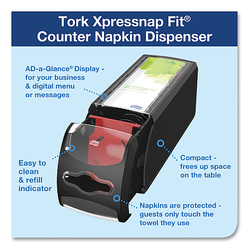 Tork&reg; Xpressnap Fit Napkin Dispenser, Tabletop, Black (7432000)