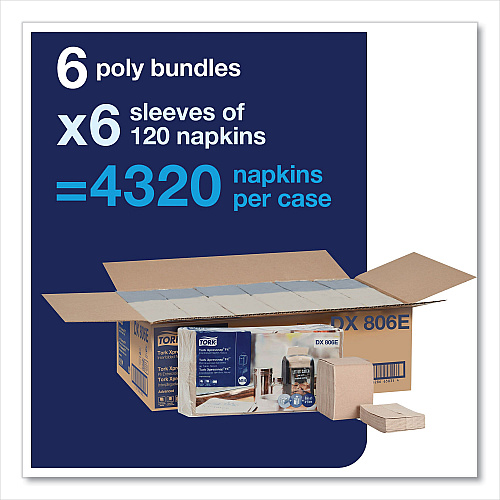 Tork&reg; Xpressnap Fit Interfold Napkins, 2-Ply, Brown, 120 Napkins, 36 Packs (DX806E)