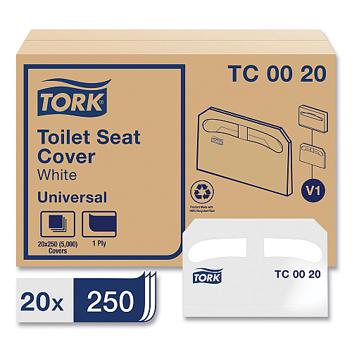 Tork&reg; Toilet Seat Cover, White, Half-Fold, 5000 Covers (TC0020)