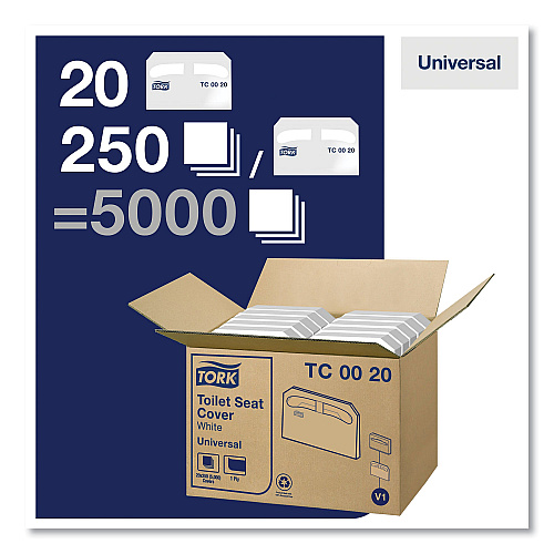 Tork&reg; Toilet Seat Cover, White, Half-Fold, 5000 Covers (TC0020)