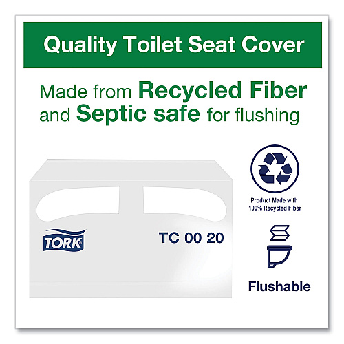 Tork&reg; Toilet Seat Cover, White, Half-Fold, 5000 Covers (TC0020)