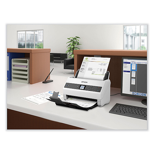 Epson DS-870 Color Workgroup Document Scanner, 600 dpi Optical Resolution, 100-Sheet Duplex Auto Document Feeder (B11B250201)