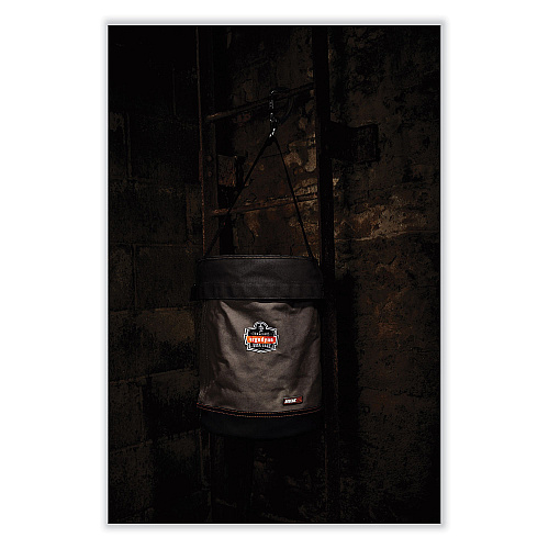 ergodyne Arsenal 5940T Swiveling Carabiner Canvas Hoist Bucket and Top, 150 lb, Gray (14840)