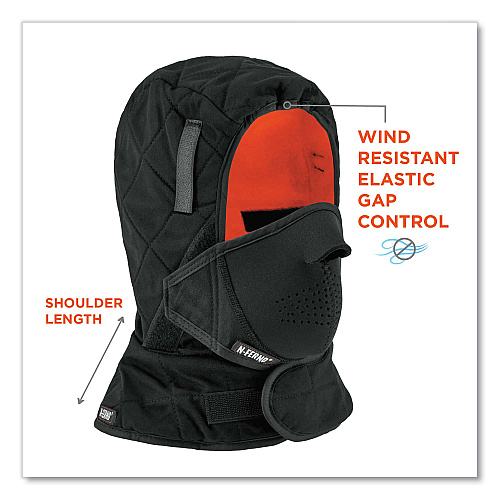 ergodyne N-Ferno 6878 3-Layer Winter Liner + Mouthpiece Kit, Fleece/Neoprene/Polyester, One Size Fits Most, Black (16878)