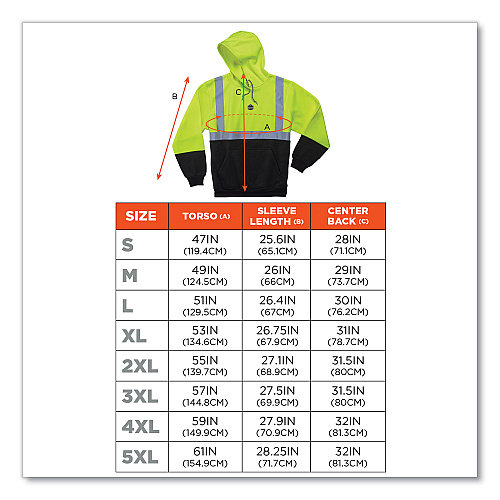 ergodyne GloWear 8293 Hi-Vis Class 2 Hooded Sweatshirt Black Bottom, Polar Fleece, Small, Lime (21687)
