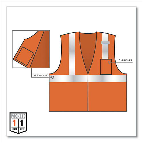 ergodyne GloWear 8210Z Class 2 Economy Mesh Vest, Polyester, Orange, 4X-Large/5X-Large (21049)