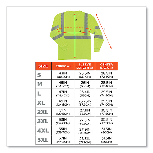 ergodyne GloWear 8391 Class 3 Hi-Vis Long Sleeve Shirt, Polyester, Lime, 2X-Large (21706)