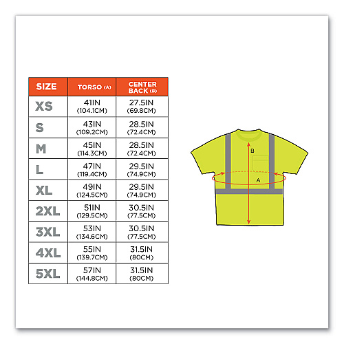 ergodyne GloWear 8289 Class 2 Hi-Vis T-Shirt, Polyester, Lime, 5X-Large (21509)