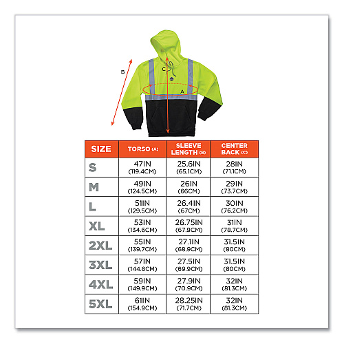 ergodyne GloWear 8293 Hi-Vis Class 2 Hooded Sweatshirt Black Bottom, Polar Fleece, Small, Lime (21682)