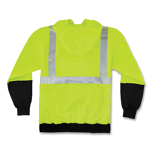 ergodyne GloWear 8293 Hi-Vis Class 2 Hooded Sweatshirt Black Bottom, Polar Fleece, Small, Lime (21685)