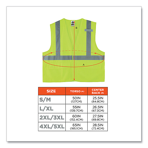 ergodyne GloWear 8225HL Class 2 Standard Solid Hook and Loop Vest, Polyester, Lime, Small/Medium (21183)