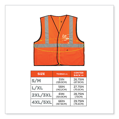 ergodyne GloWear 8216BA Class 2 Breakaway Mesh ID Holder Vest, Polyester, Small/Medium, Orange (21083)