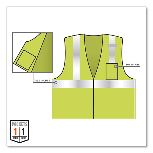 ergodyne GloWear 8210Z Class 2 Economy Mesh Vest, Polyester, Lime, 4X-Large/5X-Large (21059)