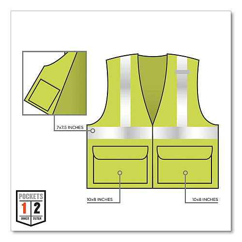 ergodyne GloWear 8225HL Class 2 Standard Solid Hook and Loop Vest, Polyester, Lime, 4X-Large/5X-Large (21189)