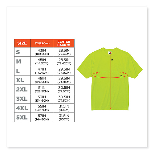 ergodyne GloWear 8089 Non-Certified Hi-Vis T-Shirt, Polyester, 4X-Large, Lime (21558)