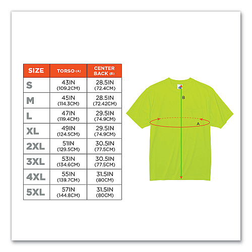 ergodyne GloWear 8089 Non-Certified Hi-Vis T-Shirt, Polyester, 5X-Large, Lime (21559)