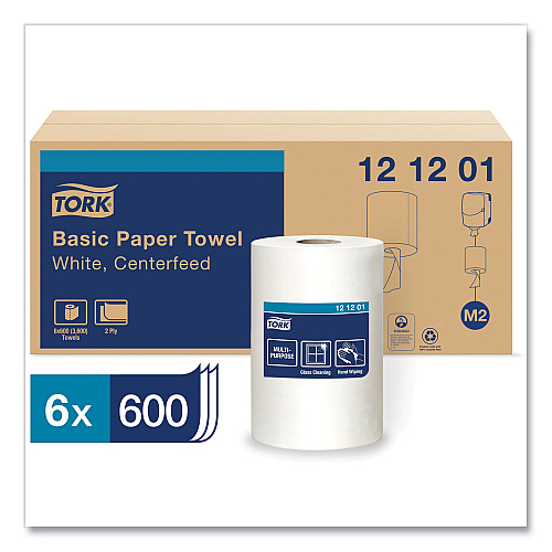 Tork&reg; Advanced Center-Pull Paper Towels, 2-Ply, White, 6 Rolls (121201)