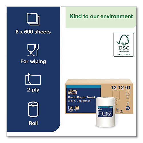 Tork&reg; Advanced Center-Pull Paper Towels, 2-Ply, White, 6 Rolls (121201)