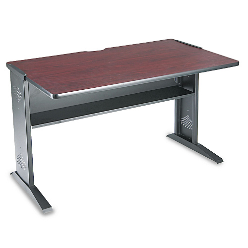 Safco Computer Desk with Reversible Top, 47.5" x 28" x 30", Mahogany/Medium Oak/Black (1931)