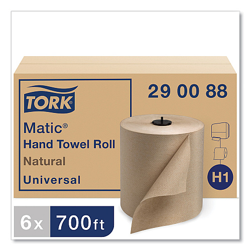 Tork&reg; Advanced Hardwound Roll Paper Towels, Brown, 700-ft., 6 Rolls (290088)