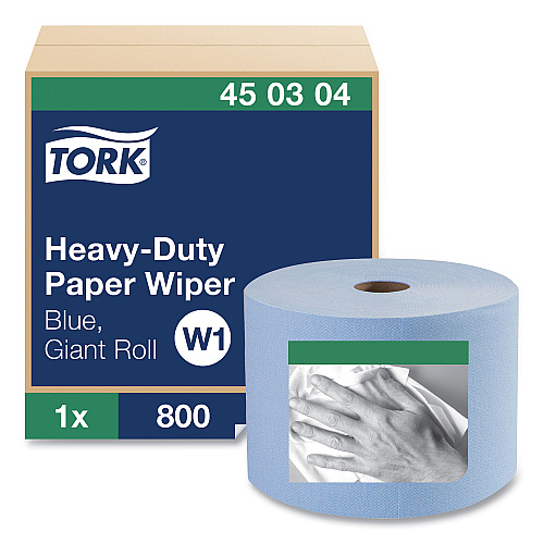 Tork&reg; Heavy-Duty Paper Wiper, Blue, 800-ft., 1 Roll (450304)