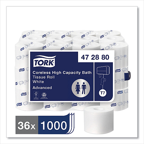 Tork&reg; High-Capacity 2-Ply Toilet Paper, 1000 Sheets, 36 Rolls (472880)