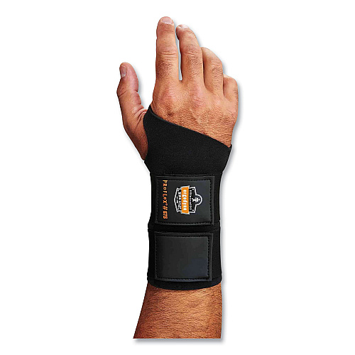 ergodyne ProFlex 675 Ambidextrous Double Strap Wrist Support, Medium, Fits Left/Right Hand, Black (16623)