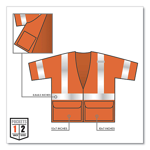 ergodyne GloWear 8320Z Class 3 Standard Zipper Vest, Polyester, Small/Medium, Orange (22113)