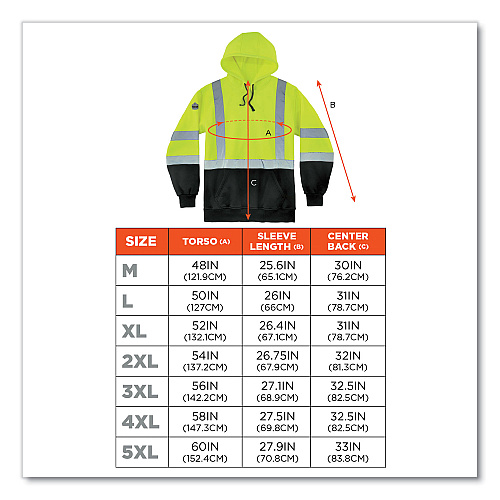 ergodyne GloWear 8373 Hi-Vis Class 3 Hooded Sweatshirt with Black Bottom, Polar Fleece, Lime, Large (21884)