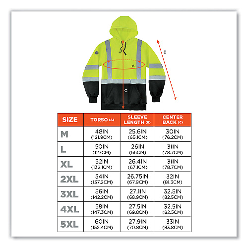 ergodyne GloWear 8373 Hi-Vis Class 3 Hooded Sweatshirt with Black Bottom, Polar Fleece, Lime, 4X-Large (21888)