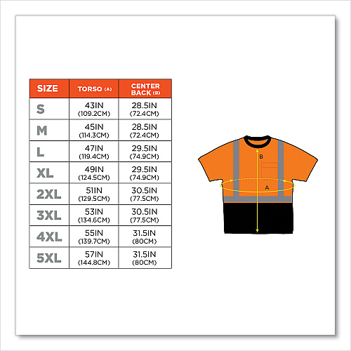 ergodyne GloWear 8289BK Class 2 Hi-Vis T-Shirt with Black Bottom, 4X-Large, Orange (22518)