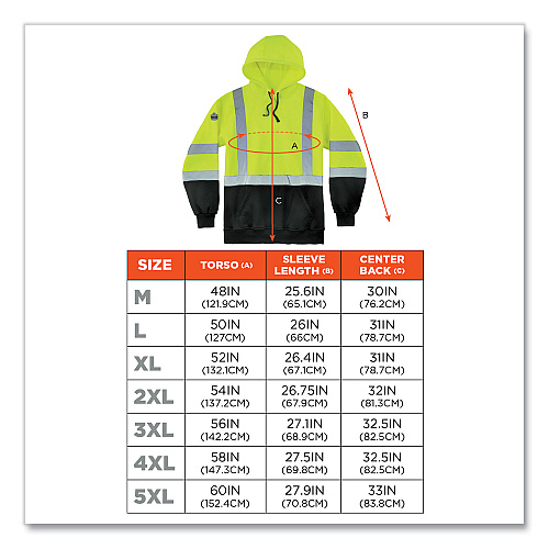 ergodyne GloWear 8373 Hi-Vis Class 3 Hooded Sweatshirt with Black Bottom, Polar Fleece, Lime, 3X-Large (21887)