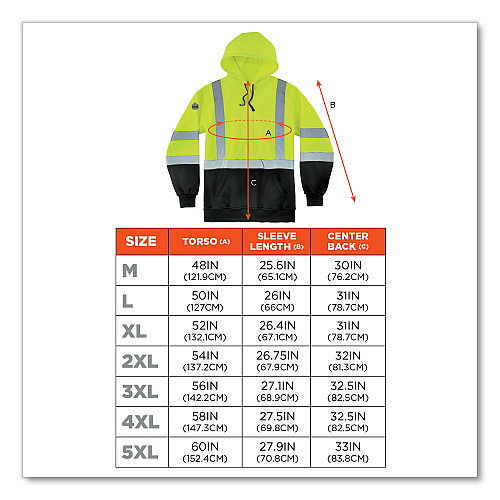 ergodyne GloWear 8373 Hi-Vis Class 3 Hooded Sweatshirt with Black Bottom, Polar Fleece, Lime, 5X-Large (21889)