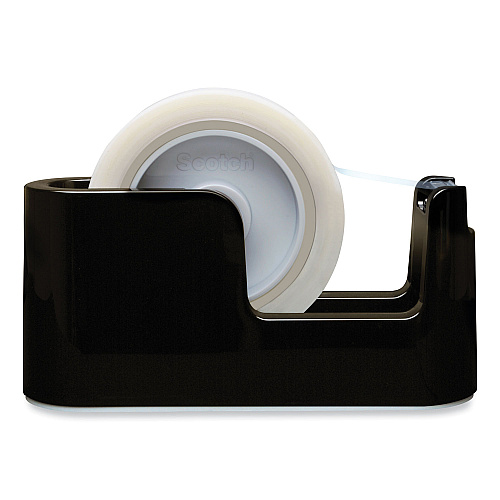 Scotch Heavy Duty Weighted Desktop Tape Dispenser with One Roll of Tape, 3" Core, ABS, Black (C24)