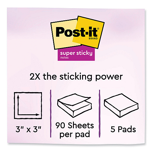 Post-it Self-Stick Notes, 3" x 3", Saffron Red, 90 Sheets/Pad, 5 Pads/Pack (6545SSRR)