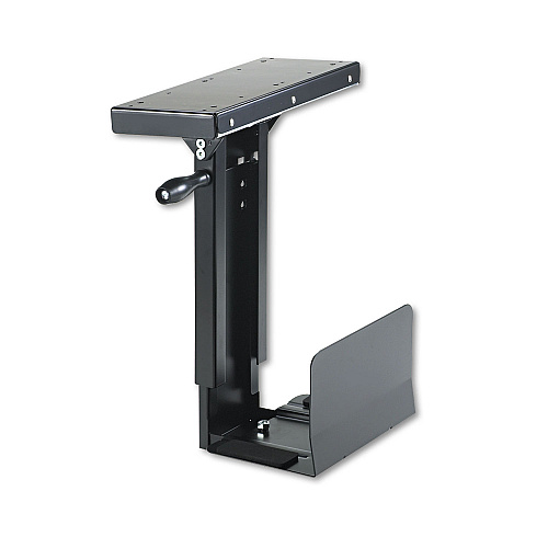 Safco Ergo-Comfort Swivel-Mount Under CPU Stand, Supports 60 lb, 9w x 13.5d x 17.5h, Black (2175)