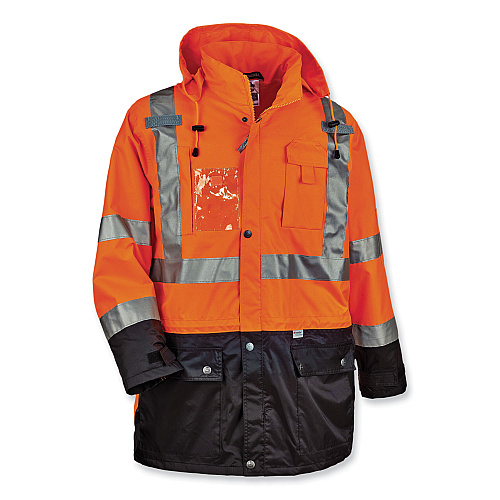 ergodyne GloWear 8386 Class 3 Hi-Vis Outer Shell Jacket, Polyester, Medium, Orange (25463)