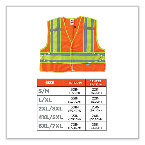 ergodyne GloWear 8245PSV Class 2 Public Safety Vest, Polyester, 2X-Large/3X-Large, Orange (23387)