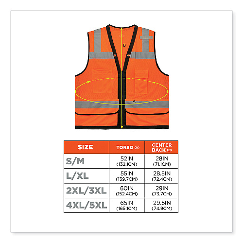 ergodyne GloWear 8253HDZ Class 2 Heavy-Duty Mesh Surveyors Vest, Polyester, Large/X-Large, Orange (23315)