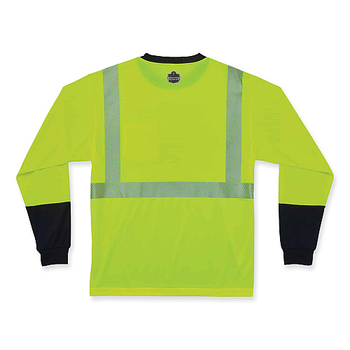ergodyne GloWear 8281BK Class 2 Long Sleeve Shirt with Black Bottom, Polyester, Large, Lime (22634)