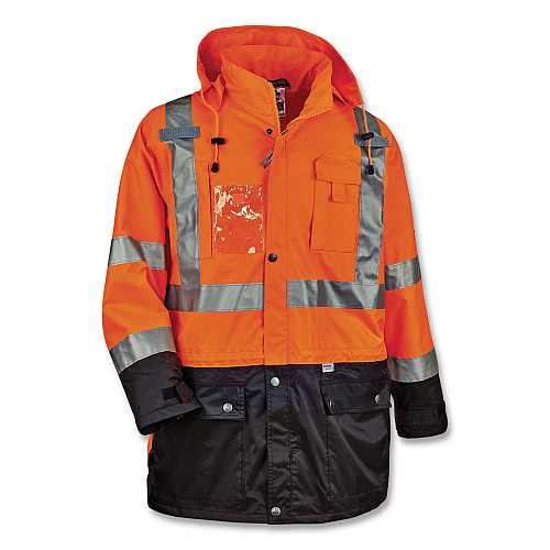 ergodyne GloWear 8386 Class 3 Hi-Vis Outer Shell Jacket, Polyester, 2X-Large, Orange (25466)